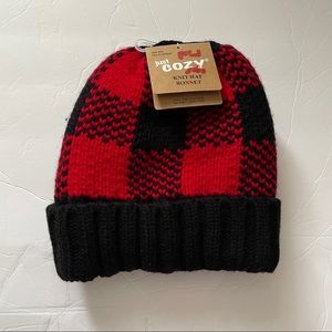 NWT Just Cozy Knit Plaid Toque